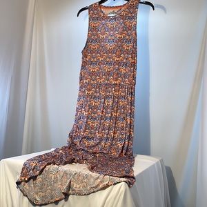 Disney Tangerine & Blue Maxi Dress Women’s Large